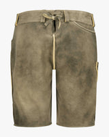 Brown shorts with a drawstring on a white background