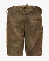 Brown leather shorts on a white background