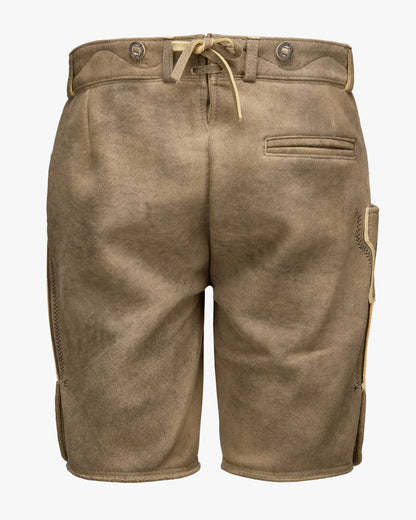 Brown shorts with a subtle texture on a white background