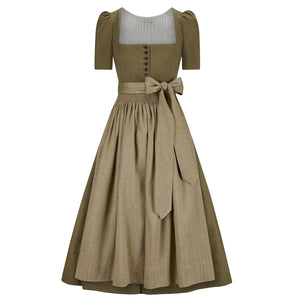 Tobacco Brown Dirndl – Authentic Bavarian Dress XL