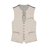 Beige vest with button details on a white background