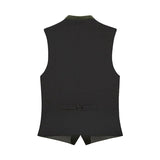 Black vest with a patterned interior on a white background