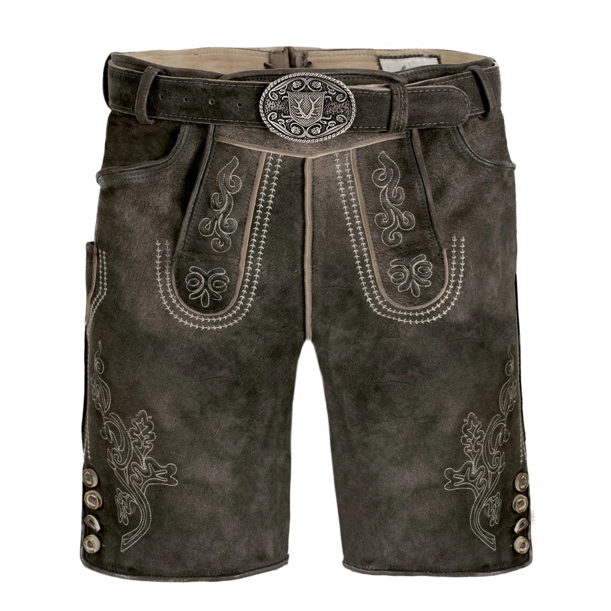 MEN LEDERHOSEN SHORT GREY BROWN