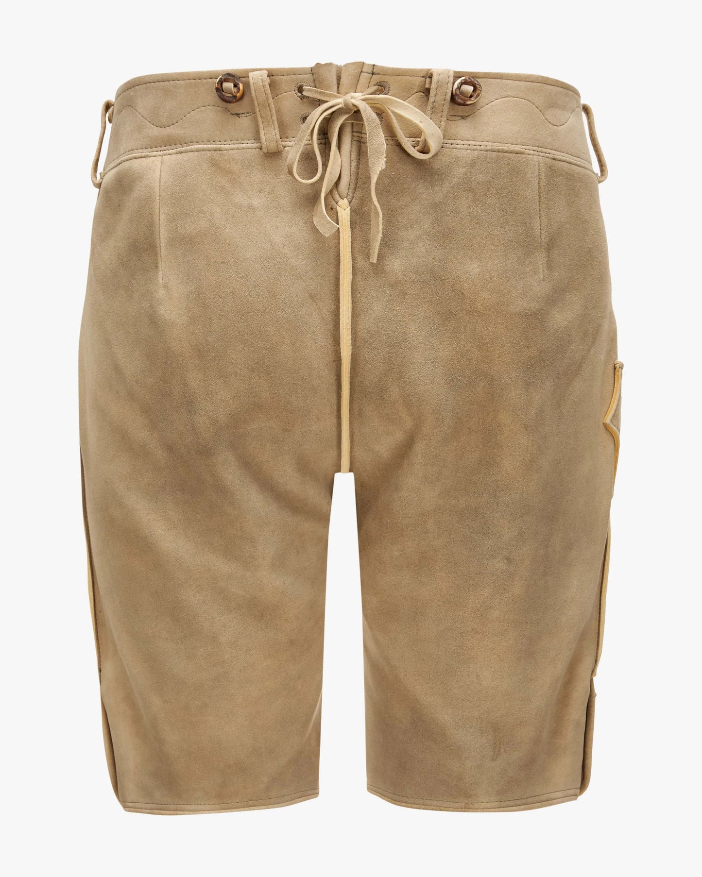 Beige shorts with drawstring on a white background