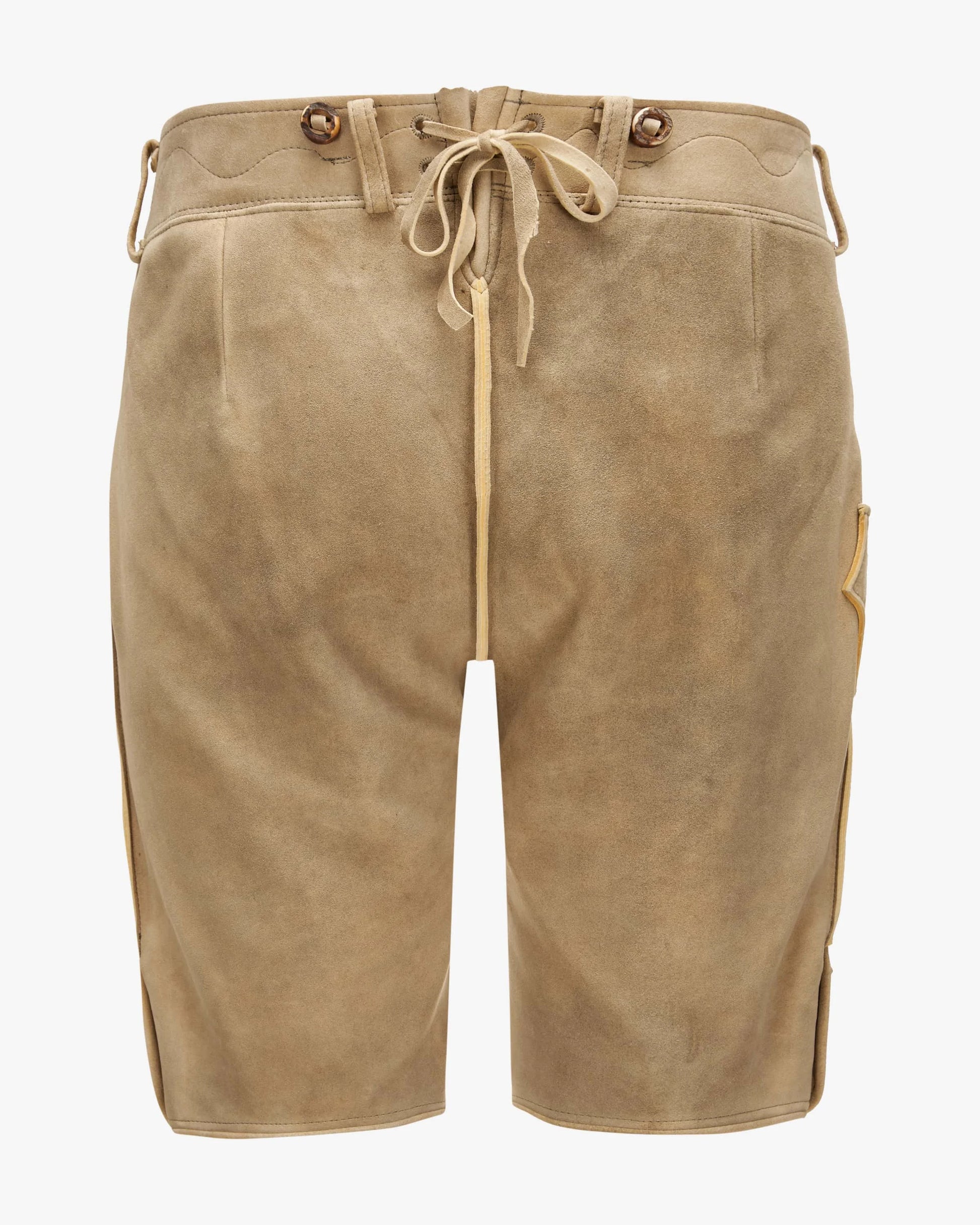 Beige shorts with drawstring on a white background