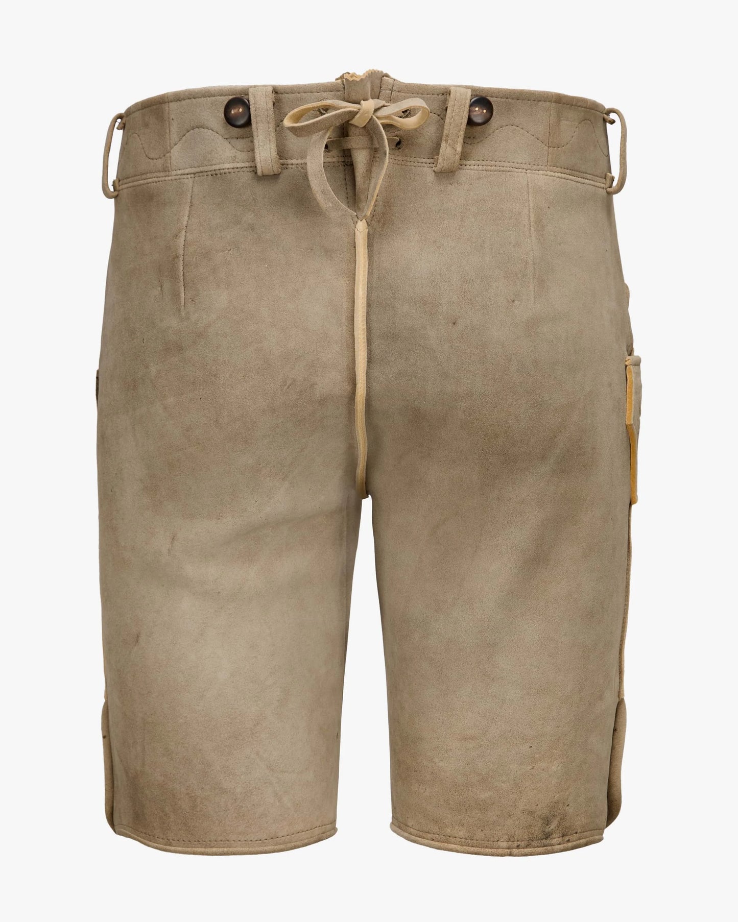Beige shorts with a drawstring on a white background