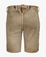 Beige shorts with a drawstring on a white background