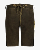 Brown shorts with a drawstring on a white background