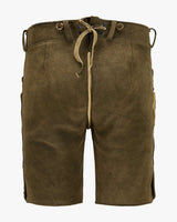 Brown shorts with a drawstring on a white background
