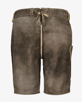 Brown leather shorts with a belt on a white background