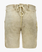 Beige shorts with a drawstring on a white background
