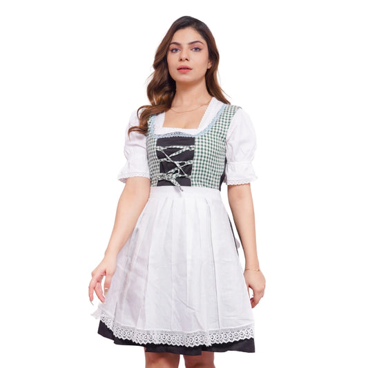 White Green Checks Dirndl