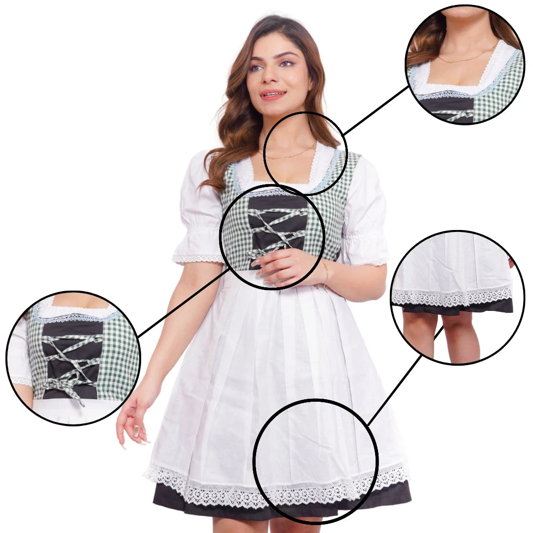 White Green Checks Dirndl