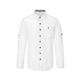 White shirt with brown buttons on a white background