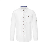 White shirt with brown buttons on a white background