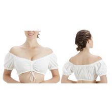 Load image into Gallery viewer, WOMEN&#39;s OFF SHOULDER DIRNDL BLOUSE ELEGANT TRADITIONAL WHITE
