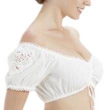 Load image into Gallery viewer, WOMEN&#39;s OFF SHOULDER DIRNDL BLOUSE ELEGANT TRADITIONAL WHITE
